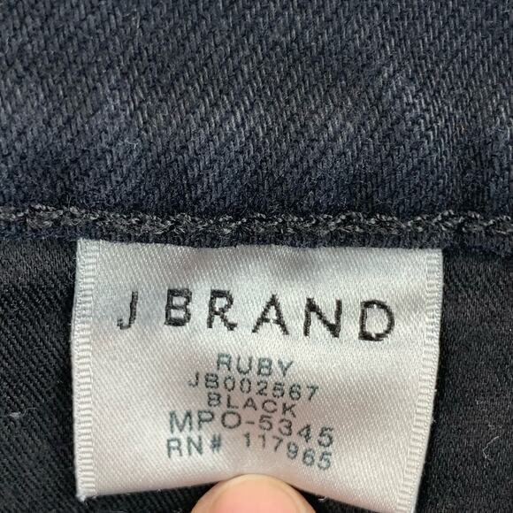 J BRAND Black Jeans Womens sz 28 Ruby Frayed Hem Fringe High Rise Stretch Denim - Picture 8 of 9
